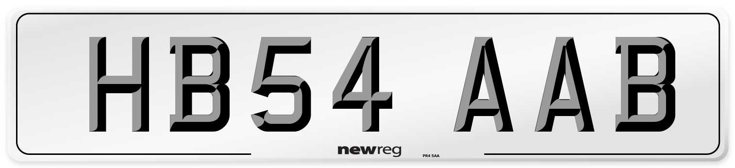 HB54 AAB Number Plate from New Reg